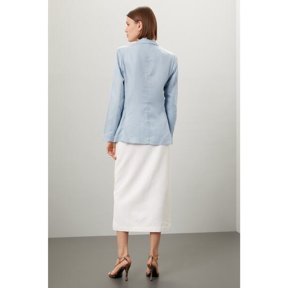 ROSETTA GETTY Light Blue Linen V-Neck Double Breasted Blazer Jacket Size 14 - Picture 4 of 15